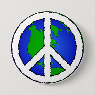 Macaron Rond 7,6 Cm Panneau World Peace Earth and Peace