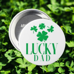 Macaron Rond 7,6 Cm Papa Chanceux – Bouton Shamrock pour la Fête des P