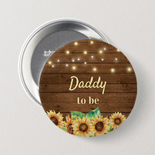 Macaron Rond 7,6 Cm Papa sera nouveau Père Baby shower de tournesol