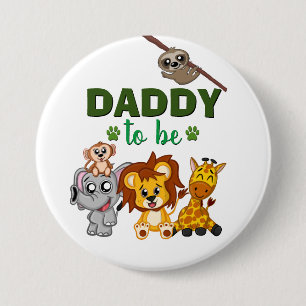Macaron Rond 7,6 Cm Papa sera papa Jungle Safari Baby shower animal Sa