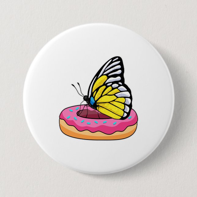 Macaron Rond 7,6 Cm Papillon avec Donut (Devant)