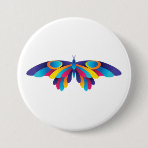 Macaron Rond 7,6 Cm Papillon Moderne Coloré Ailes Vibrantes
