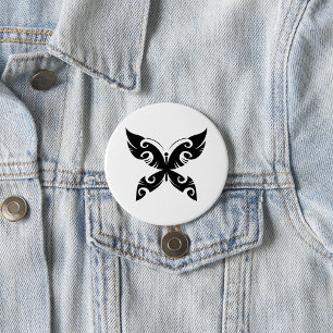 Macaron Rond 7,6 Cm Papillon noir