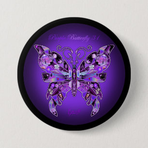 Macaron Rond 7,6 Cm Papillon violet 31 Bouton