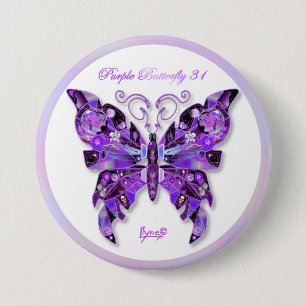 Macaron Rond 7,6 Cm Papillon violet 31 Bouton