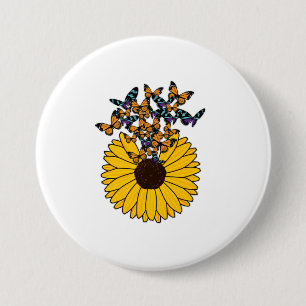Macaron Rond 7,6 Cm Papillons au tournesol