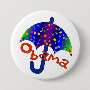 Macaron Rond 7,6 Cm Parapluie d'arc-en-ciel d'Obama