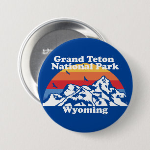 Macaron Rond 7,6 Cm Parc national de vintage Grand Teton