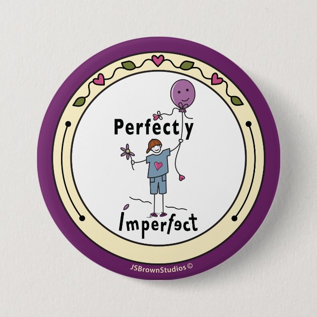 Macaron Rond 7,6 Cm Parfaitement imparfait 2A_Bouton rond Pin 3” (Devant)