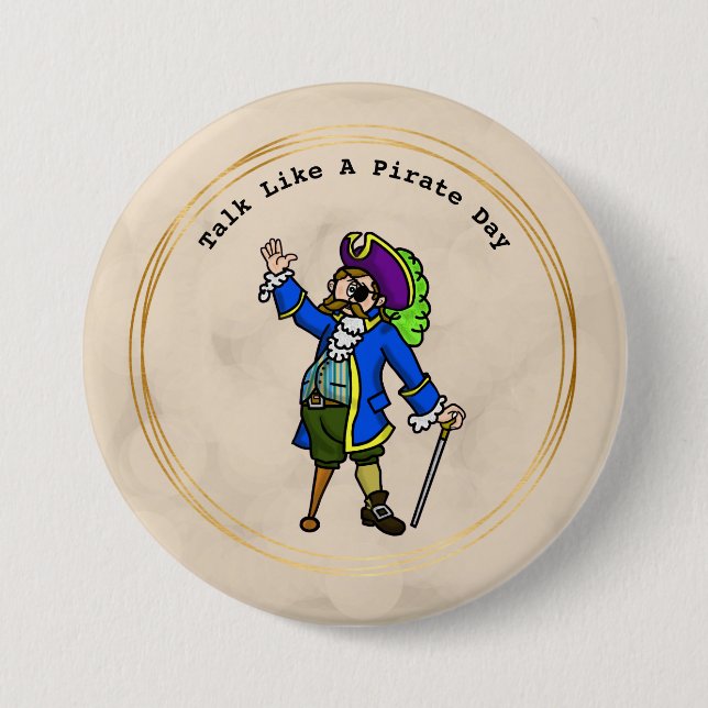 Macaron Rond 7,6 Cm Parlez Comme Un Bouton De Journée Pirate (Devant)