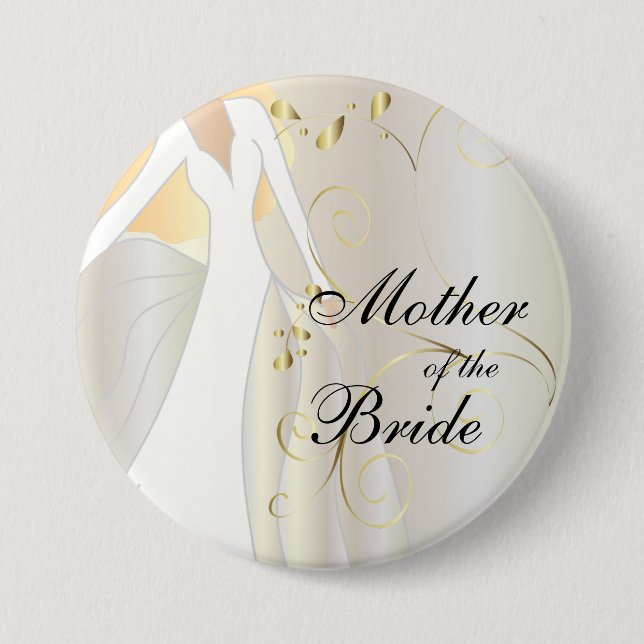 Macaron Rond 7,6 Cm Partie nuptiale élégante avec des accents d'or (Devant)