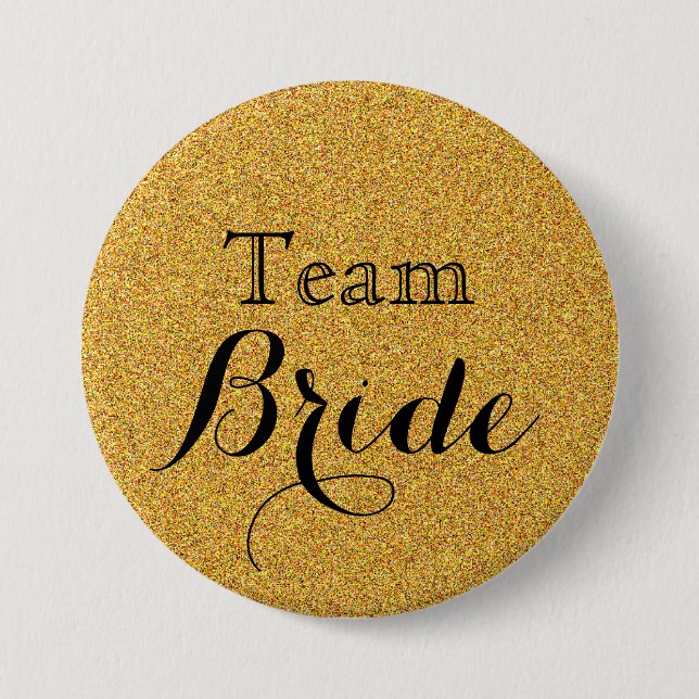 Macaron Rond 7,6 Cm Parties scintillant d'or Faux Foil Mariage Team Br (Devant)