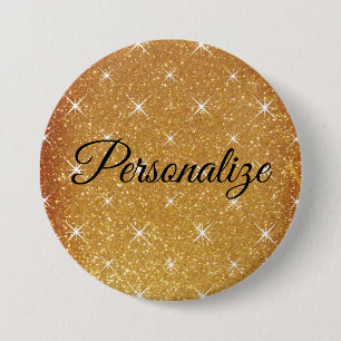 Macaron Rond 7,6 Cm parties scintillant dorée brillante de nom person