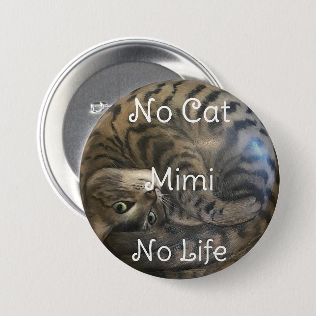 Macaron Rond 7,6 Cm Pas de chat, pas de vie (Devant & derrière)