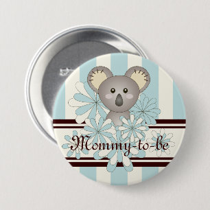 Macaron Rond 7,6 Cm Pastel Blue Koala Baby shower de garçon à venir