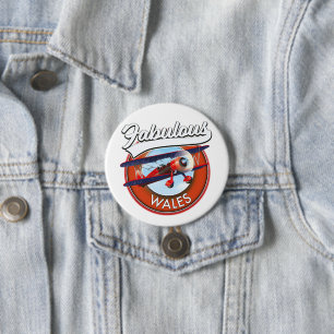Macaron Rond 7,6 Cm Patch de voyage style rétro Fabulous Wales