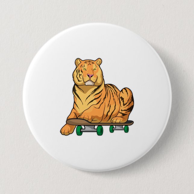 Macaron Rond 7,6 Cm Patinage de Tiger (Devant)