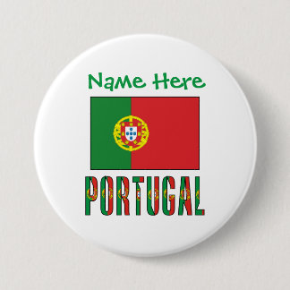 Macaron Rond 7,6 Cm Patrimoine personnalisé du drapeau du Portugal