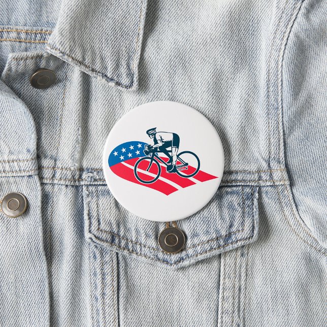 Macaron Rond 7,6 Cm Patriotique USA Cyclisme Américain Drapeau Vélo Ri (Créateur téléchargé)