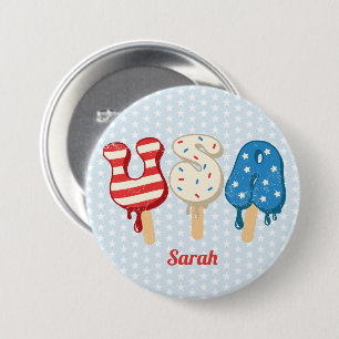 Macaron Rond 7,6 Cm Patriotique USA Love Popsicle