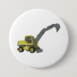Macaron Rond 7,6 Cm Pelle sur roues de construction jaune