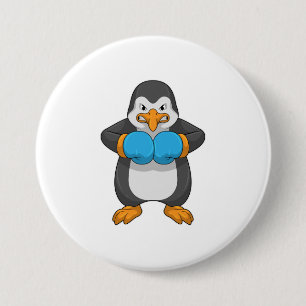 Macaron Rond 7,6 Cm Penguin at Boxing with Boxing Gloves