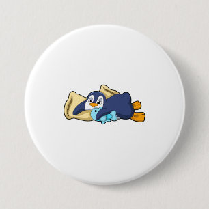Macaron Rond 7,6 Cm Penguin au coucher avec Coussin
