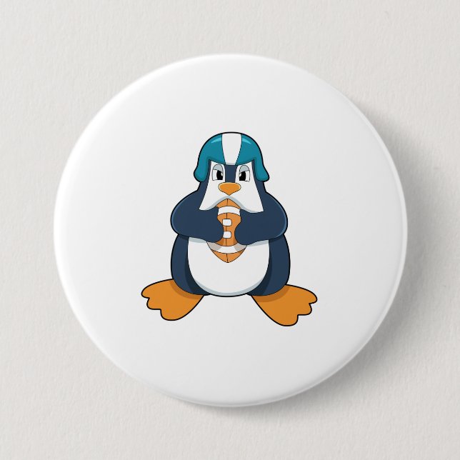 Macaron Rond 7,6 Cm Penguin de football (Devant)