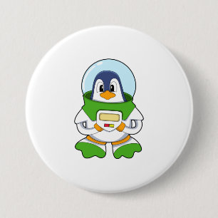 Macaron Rond 7,6 Cm Penguin en astronaute costume
