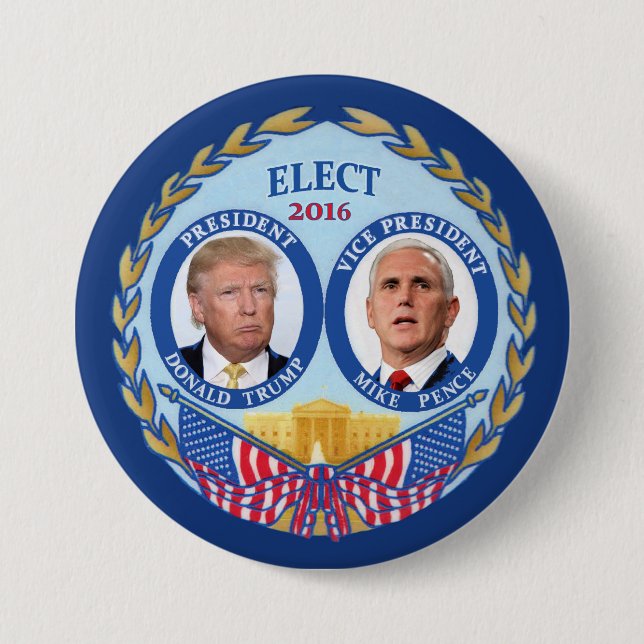 Macaron Rond 7,6 Cm Penny de Donald Trump et de Mike (Devant)
