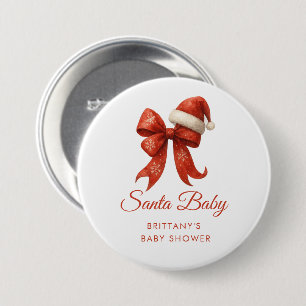 Macaron Rond 7,6 Cm Père Noël moderne Baby shower Red Bow Noël
