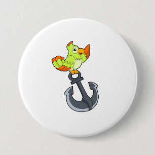 Macaron Rond 7,6 Cm Perroquet avec Ancre