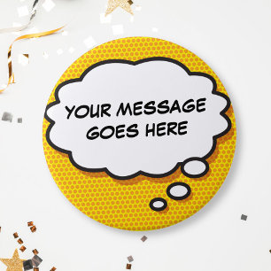 Macaron Rond 7,6 Cm Personalised Comic Book Pop Art Think Bubble