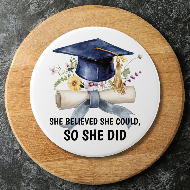 Macaron Rond 7,6 Cm Personalized Inspirational Quote Floral Graduation (Créateur téléchargé)