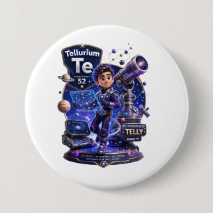 Macaron Rond 7,6 Cm Personnage Tellurium de l'univers ATOMIVRA™ 