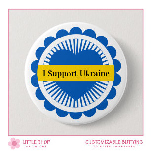 Macaron Rond 7,6 Cm Personnalisable pour soutenir l'Ukraine