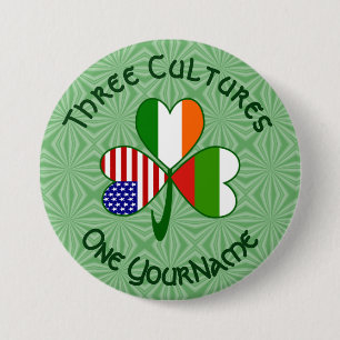Macaron Rond 7,6 Cm Personnalisation du Shamrock du drapeau irlandais