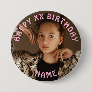 Macaron Rond 7,6 Cm Personnalisé Joyeux Anniversaire Nom et âge de la