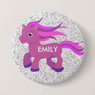 Macaron Rond 7,6 Cm Personnalisez ce bouton de licorne rose et violet 