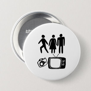 Macaron Rond 7,6 Cm Personne Femme Homme Caméra TV