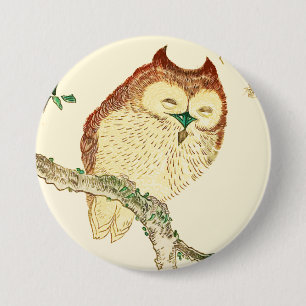 Macaron Rond 7,6 Cm Petit hibou japonais