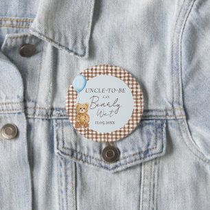 Macaron Rond 7,6 Cm Peut attendre bébé garçon Baby shower famille oncl