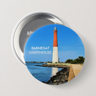 Macaron Rond 7,6 Cm Phare de Barnegat, Bouton du New Jersey