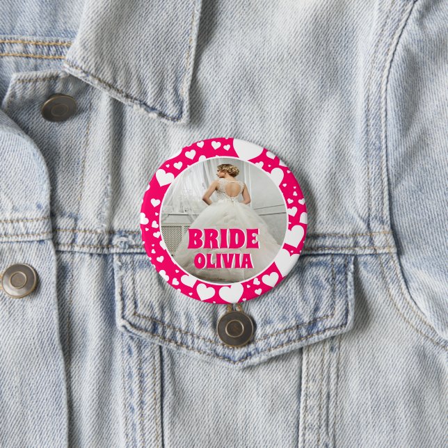 Macaron Rond 7,6 Cm Photo de mariée de bachelorette personnalisée (En situation)