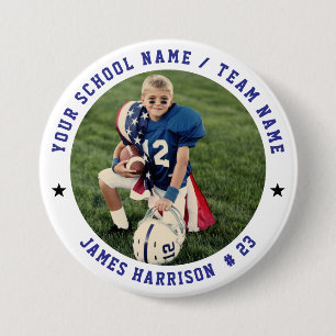 Macaron Rond 7,6 Cm Photo d'équipe de football personnalisée