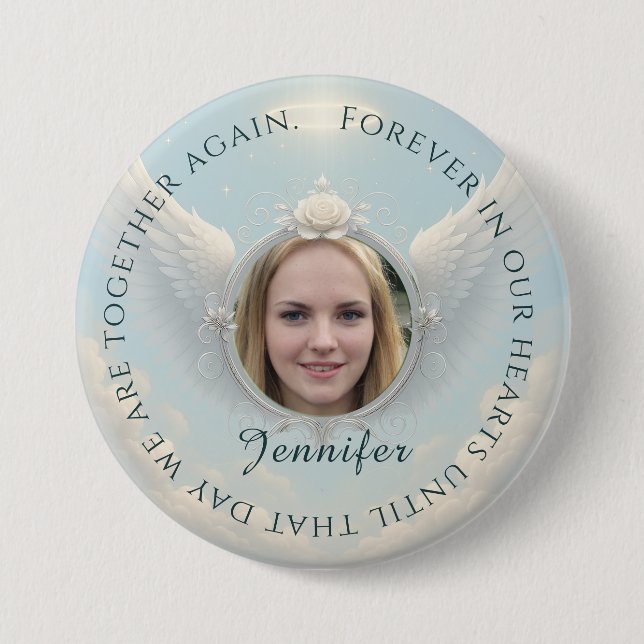 Macaron Rond 7,6 Cm Photo Memorial Button (Devant)