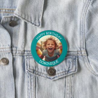 Macaron Rond 7,6 Cm Photo personnalisable et nom Bouton Anniversaire