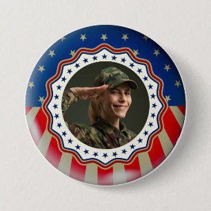Macaron Rond 7,6 Cm Photo personnalisé USA Militaire - Jour du Vétéran