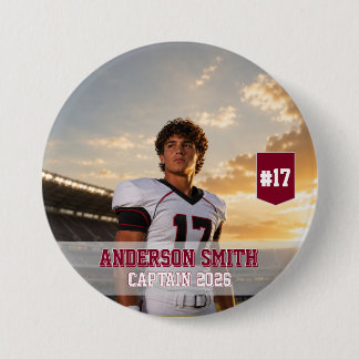 Macaron Rond 7,6 Cm Photo personnalisée du capitaine de football MVP 2
