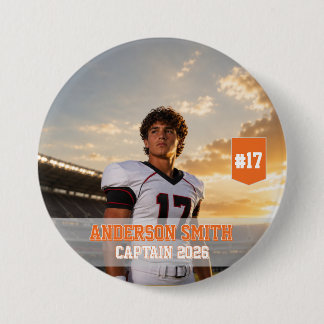 Macaron Rond 7,6 Cm Photo personnalisée du capitaine de football MVP 2